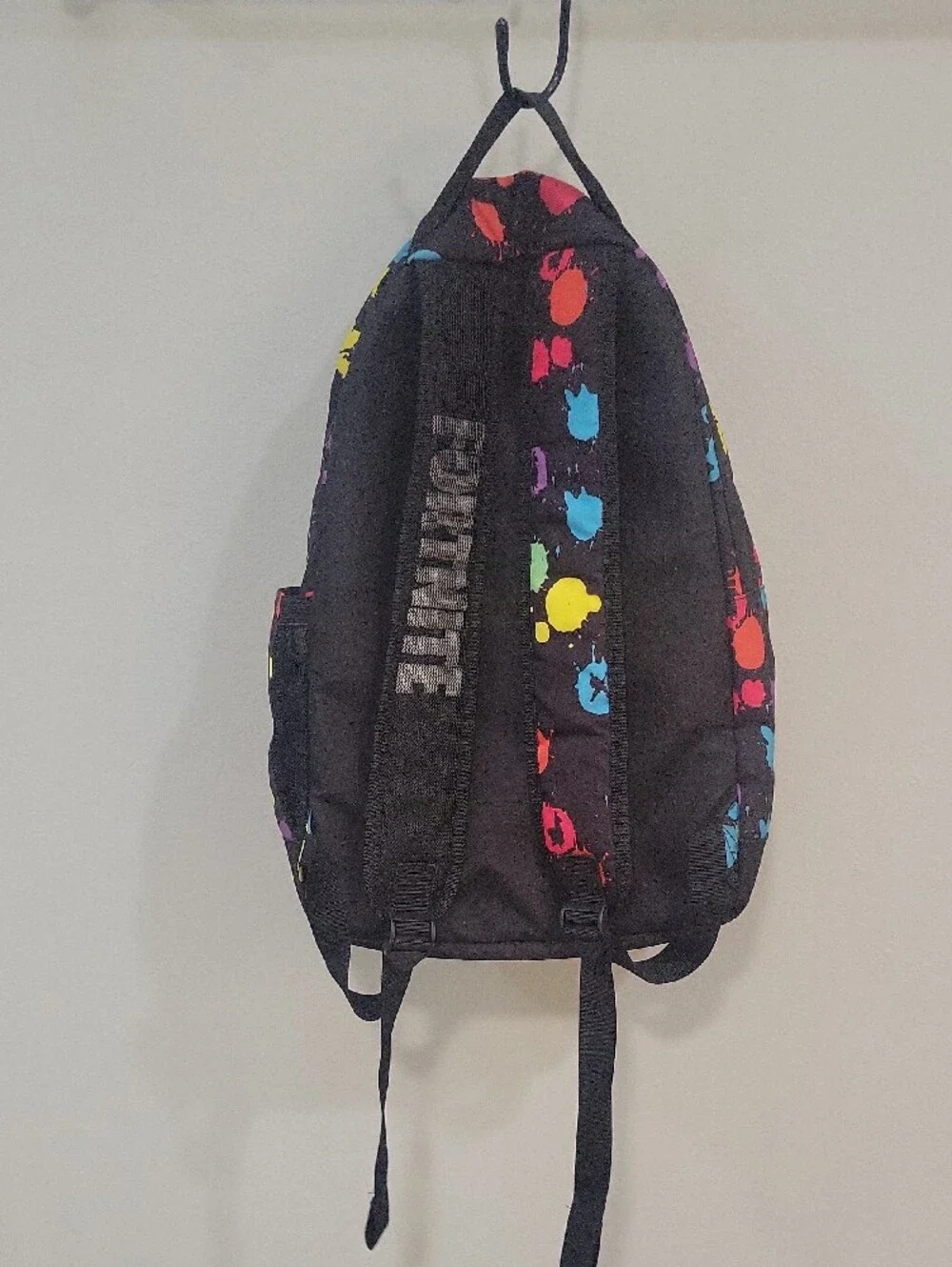 Fortnite Kids Black Backpack with Colorful Paint Splatter